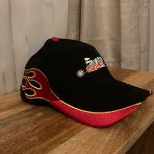 Black & Red Flame Baseball Cap with Embroidered Patch